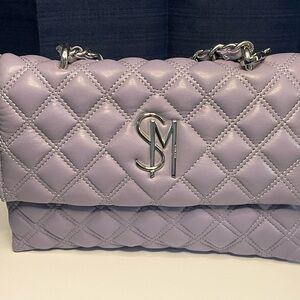 Steve Madden Purple BEZRA Clutch. Lavender Quilted Chain Shoulder Bag.